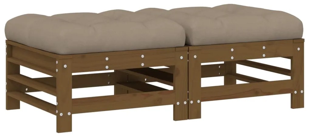 Poggiapiedi giardino con cuscini 2pz legno massello pino miele