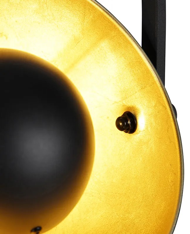 Lampada da terra industriale nera con oro 3 luci - Magnax