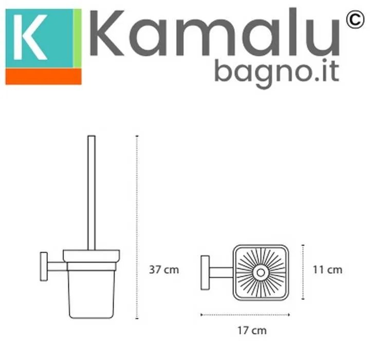 Kamalu - portascopino bagno sospeso in acciaio inox nero opaco e vetro | nuevo-s