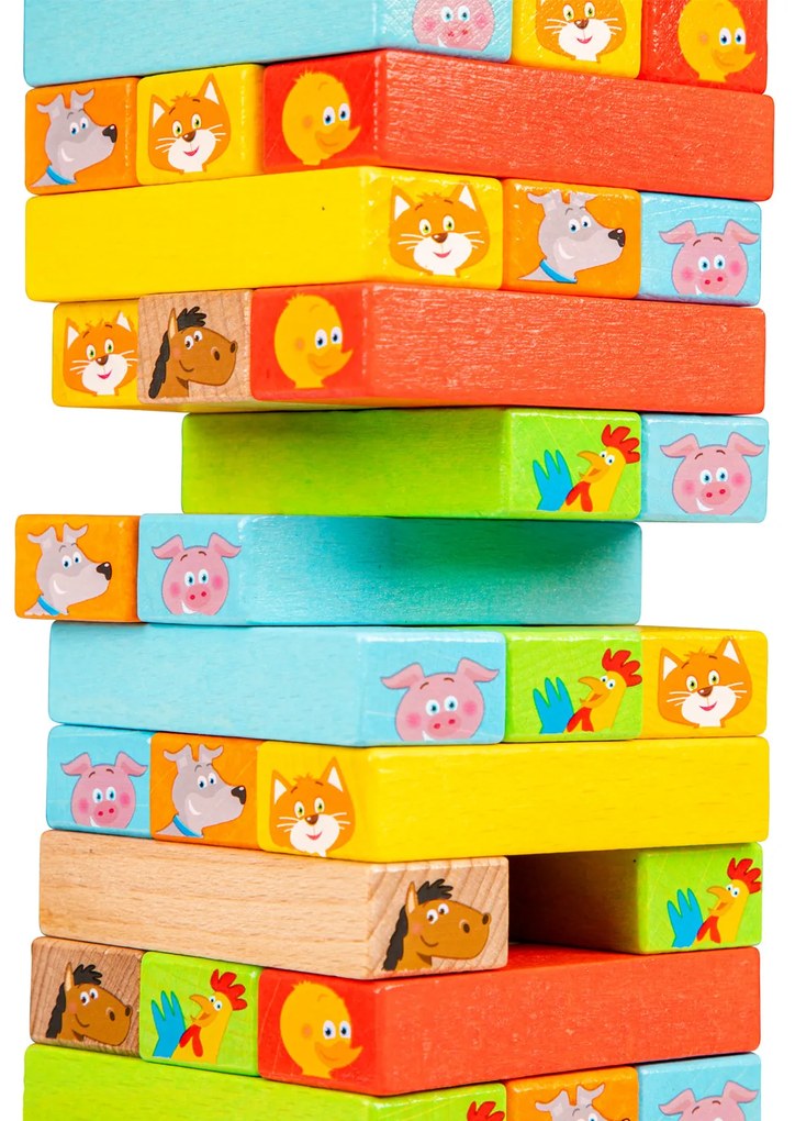 Torre Jenga in legno con animali