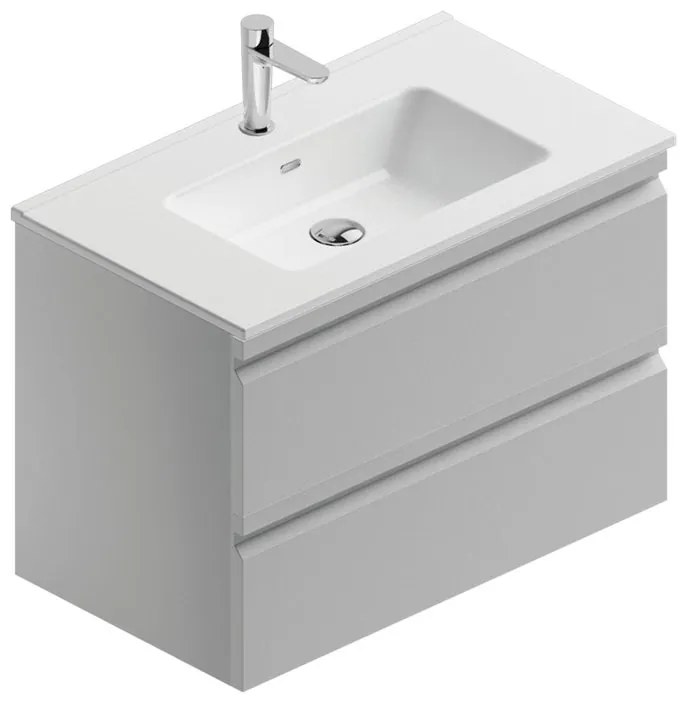Mobile sottolavabo e lavabo Pull per vasca centrale grigio artico opaco in mdf L 80 x H 56 x P 46 cm 2 cassetti
