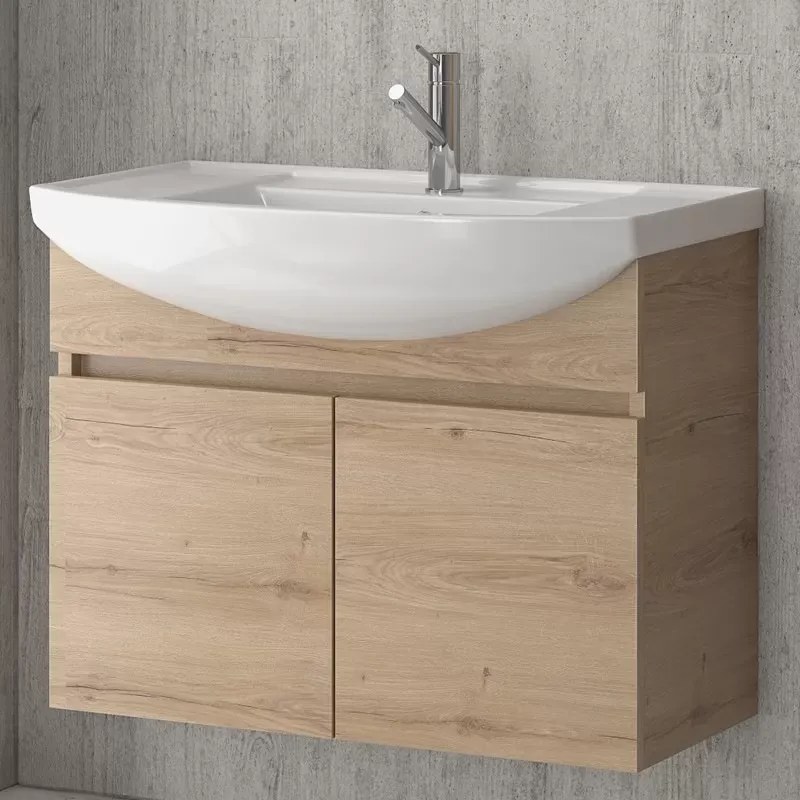 Mobile bagno 80 cm sospeso con 2 ante BN-80A - KAMALU