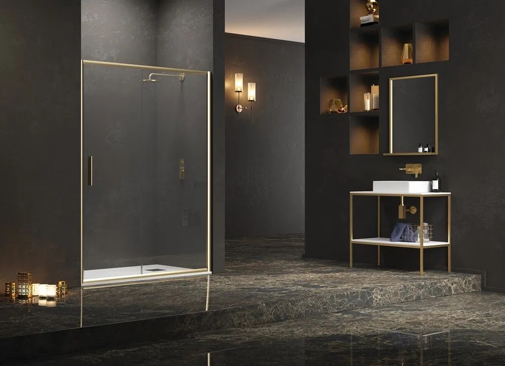 Doccia nicchia 110 cm profilo oro opaco| KEF4000 - KAMALU