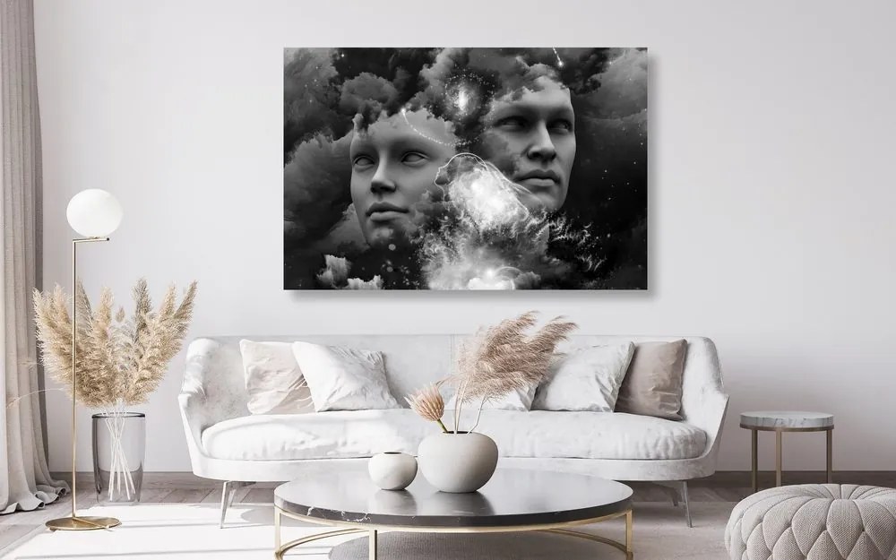 Quadro su tela – Mente virtuale in bianco e nero