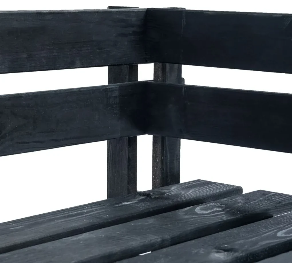 Panca da giardino angolare con pallet in legno nera