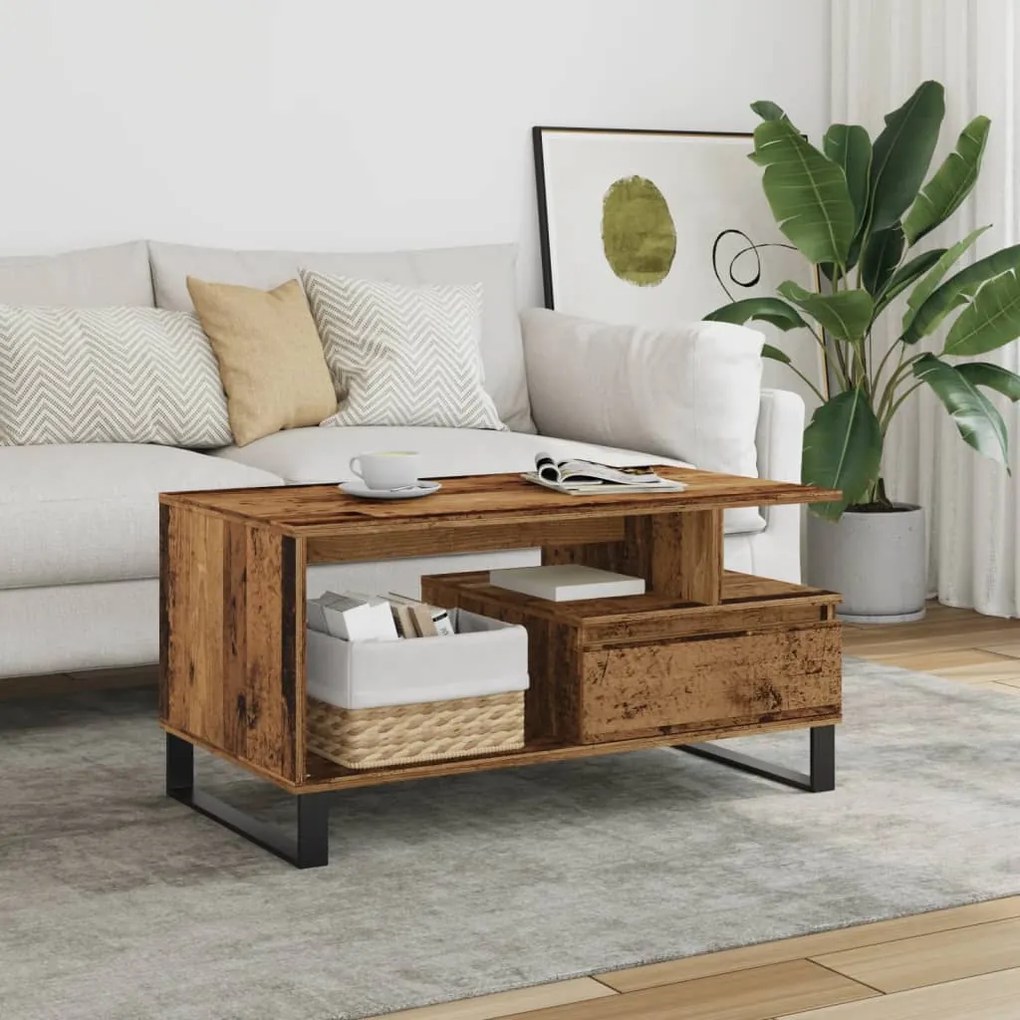 Tavolino Da Salotto Legno Antico 90x49x45 Cm Legno Multistrato /