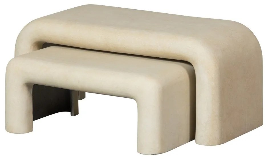 Set di tavolini da salotto color crema con effetto pietra 2 pz 42x92 cm Stani – WOOOD