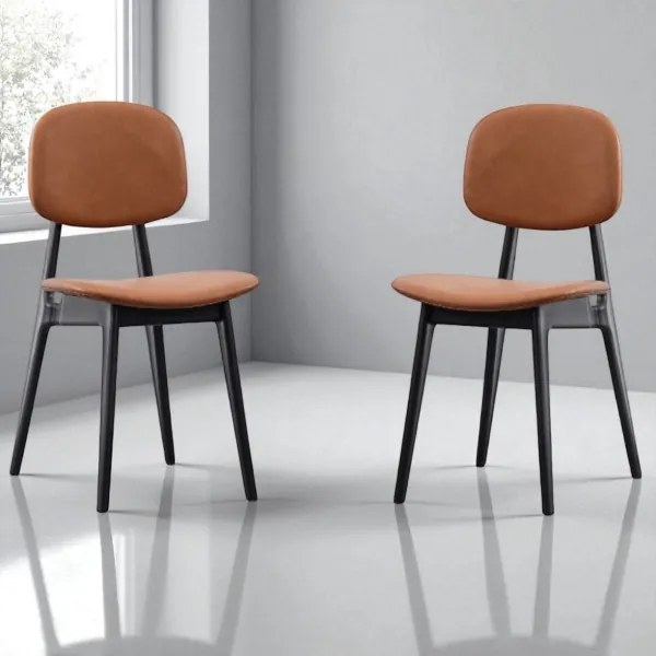 Sedie ATENA in ecopelle cuoio imbottite per soggiorno e sala da pranzo set 2