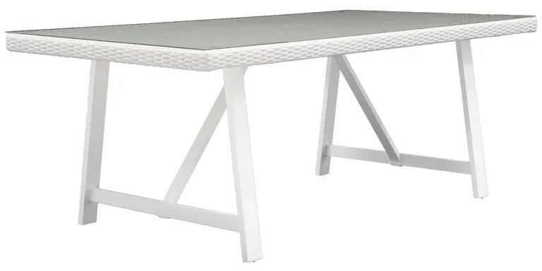 Tavolo da pranzo per giardino Luma NATERIAL in alluminio con piano in vetro bianco per 8 persone 101.5x201.5cm