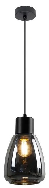 Lampadario a sospensione con filo MOLDO 1xE27/40W/230V nero/fumé nero
