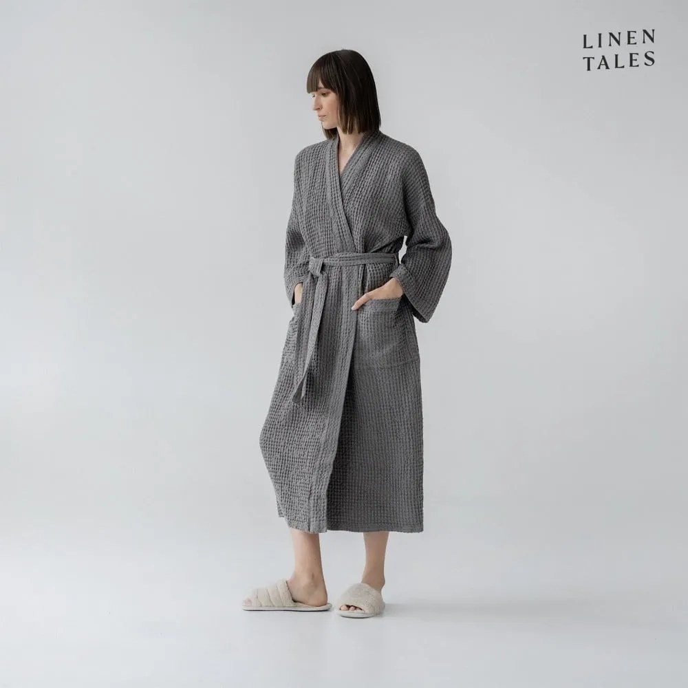 Vestaglia grigio scuro taglia S/M Dark Grey - Linen Tales