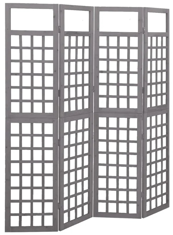 Divisorio A 4 Pannelli İn Legno Di Abete Grigio 161x180 Cm /