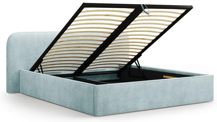 Letto matrimoniale imbottito color menta con contenitore e rete inclusi 160x200 cm Elizabeth – Micadoni