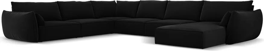 Divano angolare nero (con penisola a sinistra/a U) con rivestimento in velluto Vanda – Mazzini Sofas
