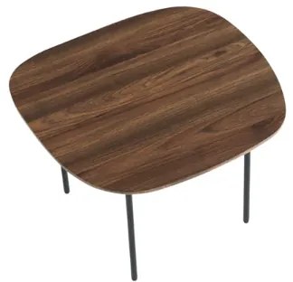 Tavolino con piano sagomato in legno Tek e base in metallo - FLUX Small