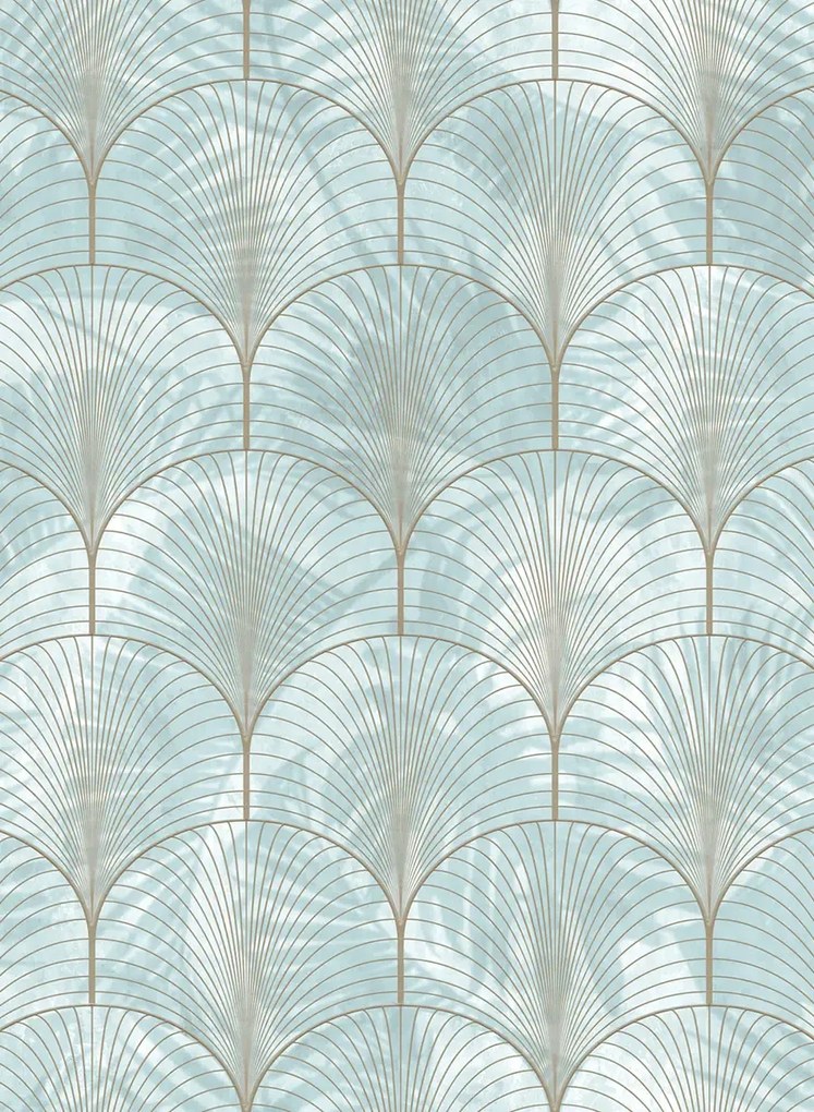Rebel Walls Carta da parati Art Deco Palms - Silver