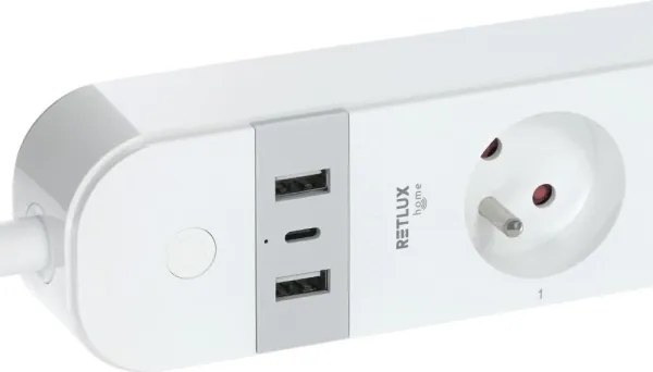 Retlux - Smart estensione cavo con interruttore 4Z + 2xUSB-A+1xUSB-C 1,5m Wi-Fi Tuya bianco