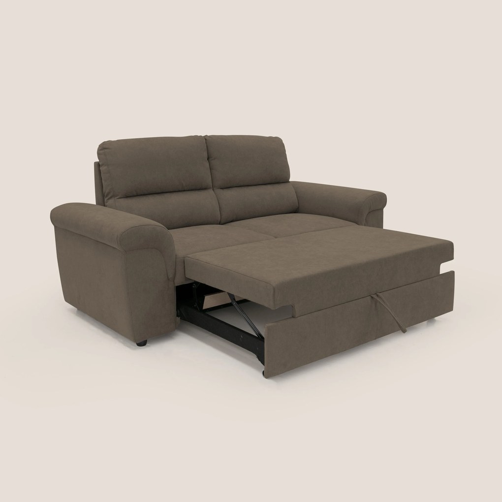 Minerva divano con pouf estraibile poggiapiedi in tessuto morbido impermeabile T02 marrone