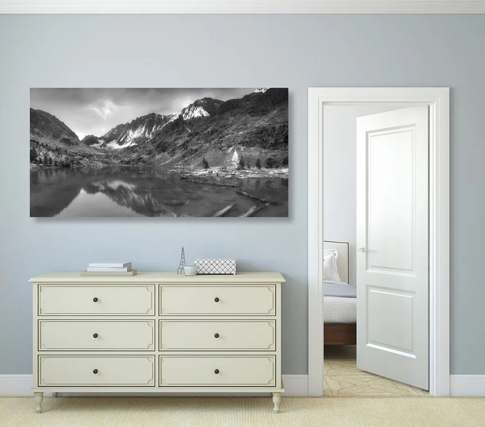 Quadro su tela – Montagne maestose in bianco e nero