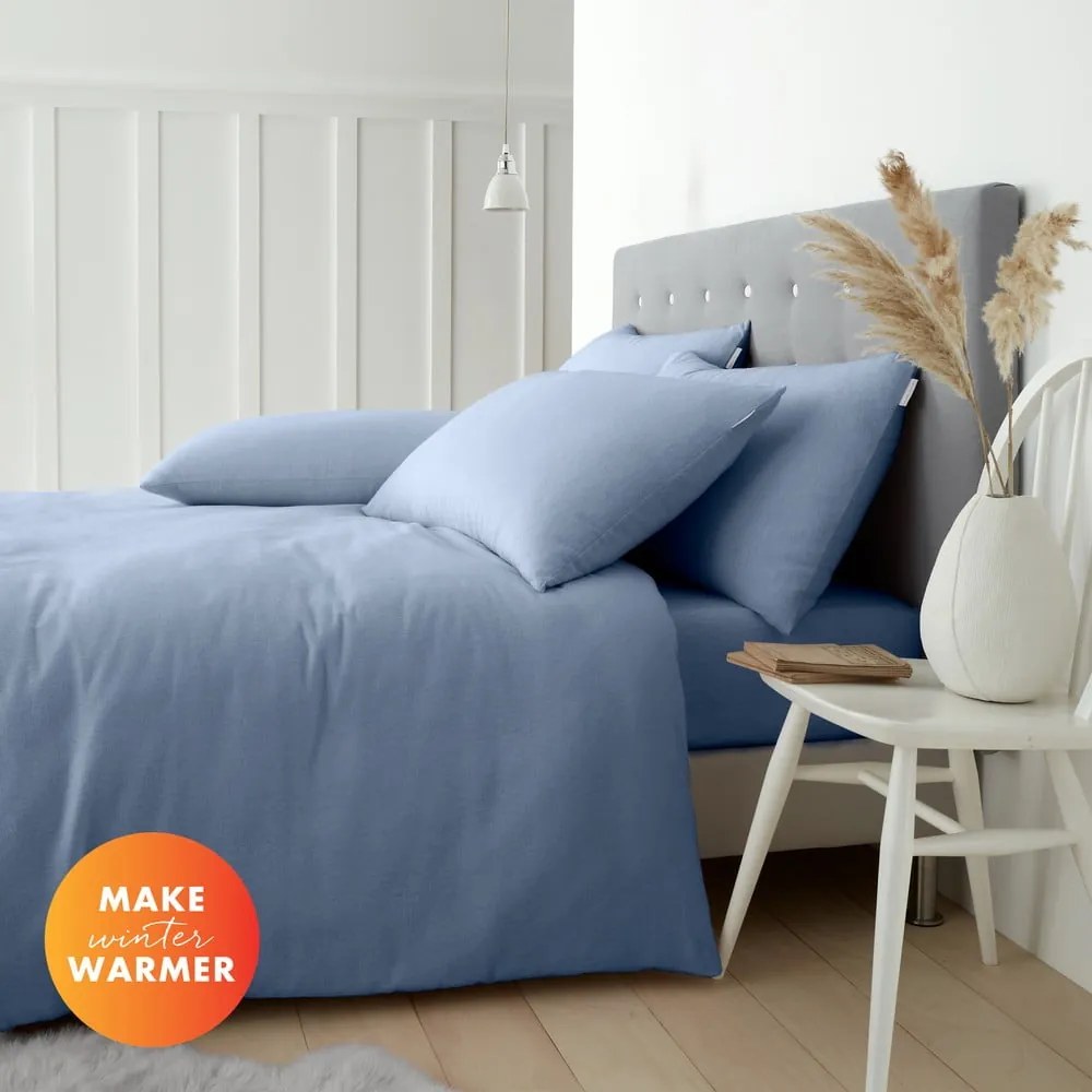 Set copripiumino e federa azzurro in flanella per letto singolo 135x200 cm Brushed – Catherine Lansfield