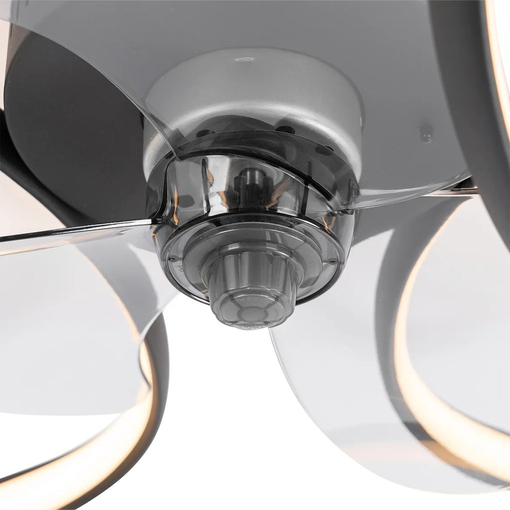 Ventilatore da soffitto nero incl. LED con telecomando - Mandy