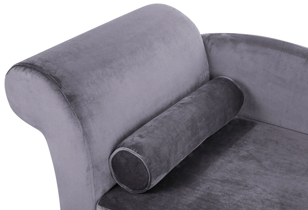 Chaise longue velluto grigio scuro e legno scuro sinistra LUIRO Beliani
