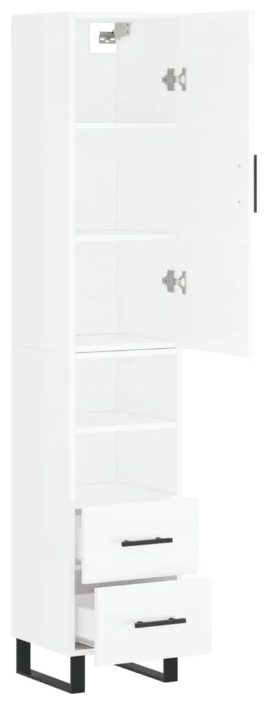 Credenza 34,5x34x180 cm in legno multistrato bianco lucido