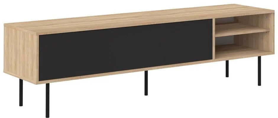 Tavolo TV in rovere decorato in nero-naturale 165x40 cm Ampère - TemaHome