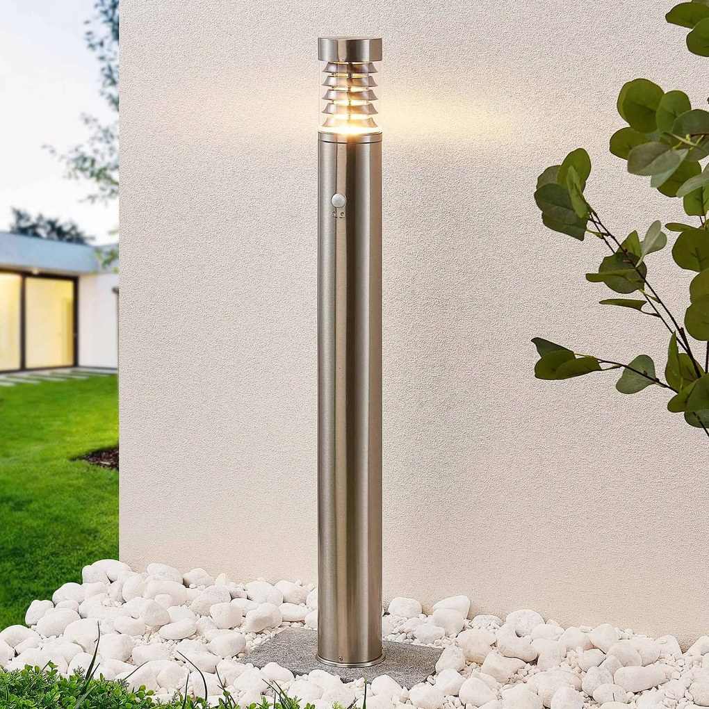 Lindby Piper Lampione con sensore in acciaio inox