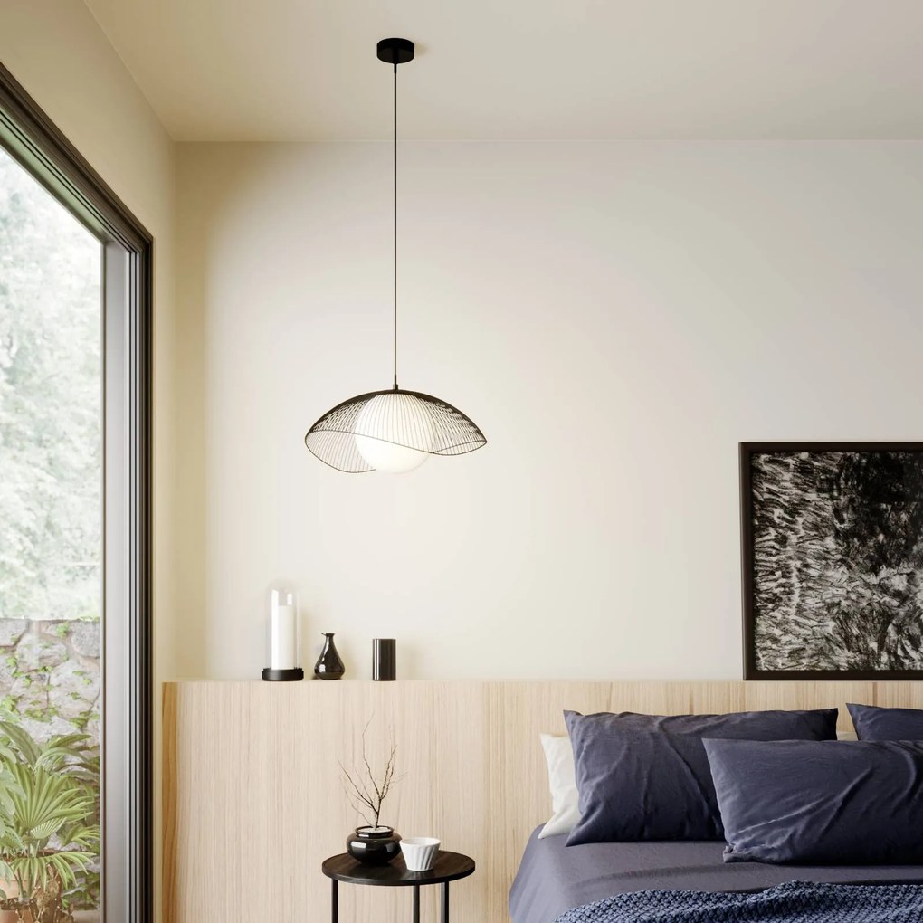 Lampada a sospensione Fabronia Lindby, dimmerabile, Nero, Soggiorno / Sala da pranzo, Metallo, Moderno, Lampada a sospensione