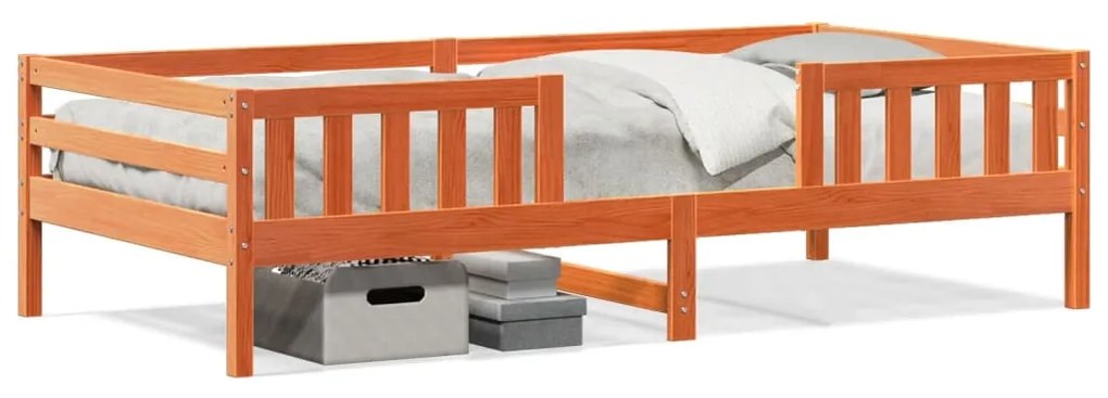 Letto Senza Materasso Marrone Cera 75x190 Cm İn Legno Di Pino /