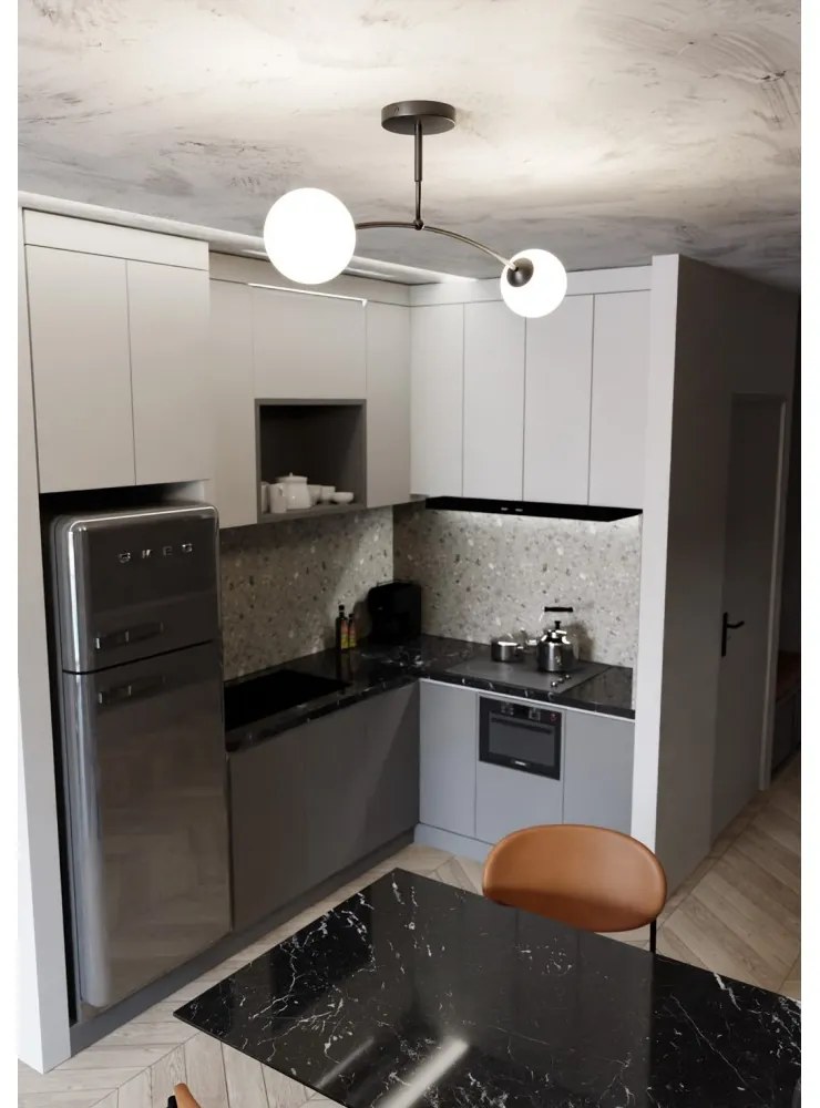 Lampadario a Sospensione in Acciaio e Vetro PREGOS 2 Nero/Bianco 2xE14 Colore del corpo Nero