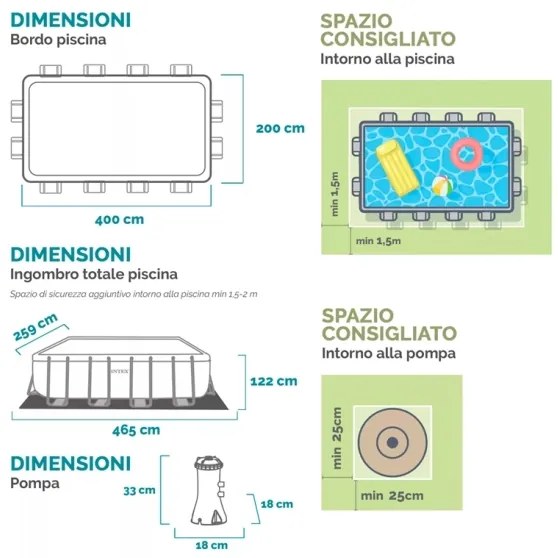 Intex Prisma Frame Piscina Rettangolare 400x200x122 Con Pompa Filtro - 26790NP