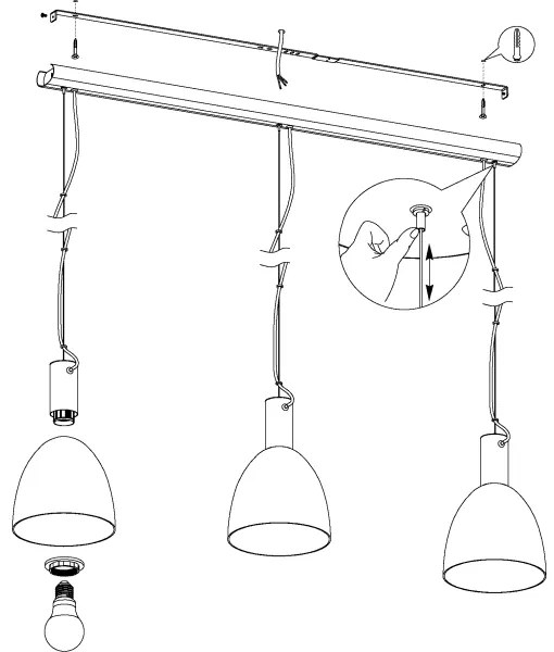 Eglo 99314 - Lampadario a sospensione con filo LEBALIO 3xE27/40W/230V