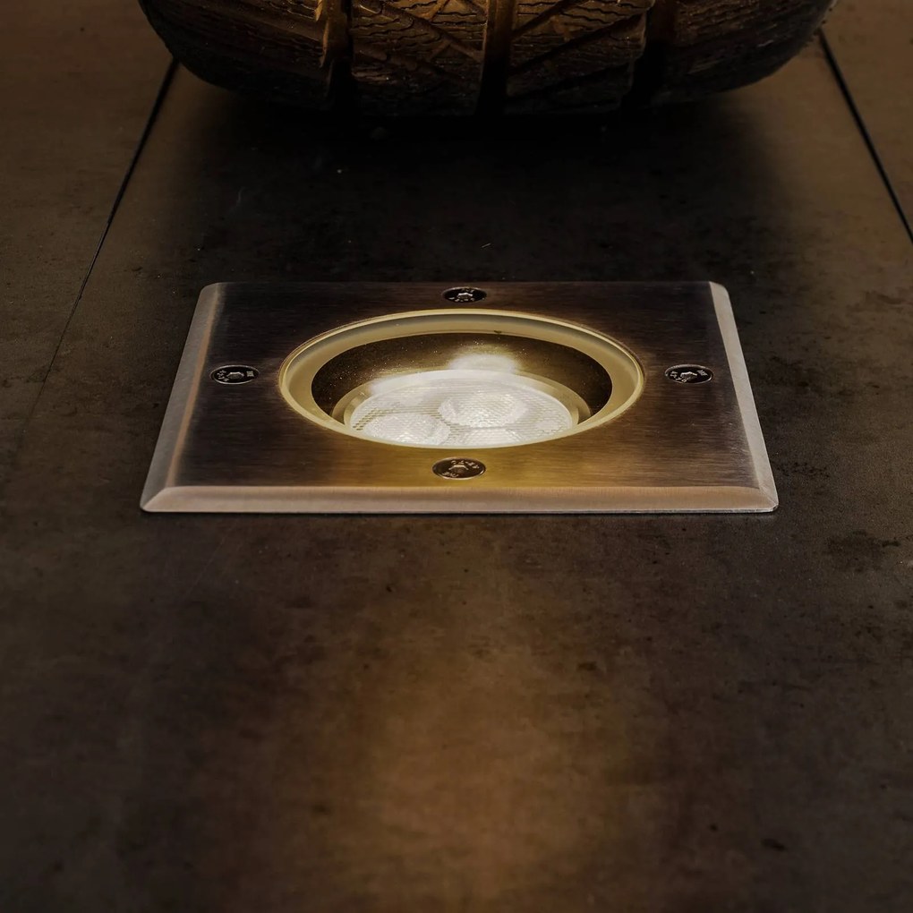 Lucande Lampada da incasso per pavimento a LED Jos, angolare, orientabile, IP67 JOS, Alluminio / Grigio / Zincato, Alluminio, Moderno, Faretto da incasso da terra