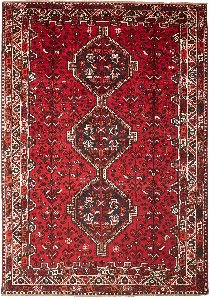 Shiraz Tappeto persiano 220x310 Rosso (Iran) Annodato A Mano