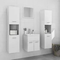 Set Mobili da Bagno Bianco Lucido in Legno Multistrato 3071222