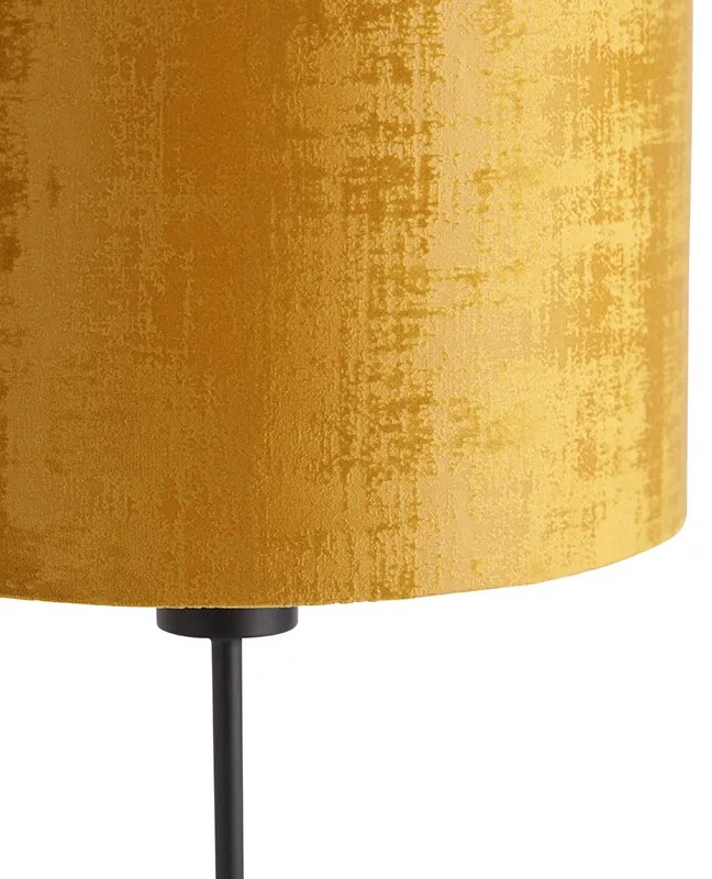 Lampada da tavolo velluto nero paralume oro 25 cm regolabile - Parte