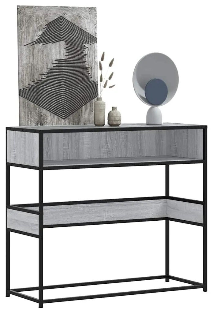 Tavolo Consolle Rovere Sonoma 90x35x80 Cm İn Legno Multistrato /