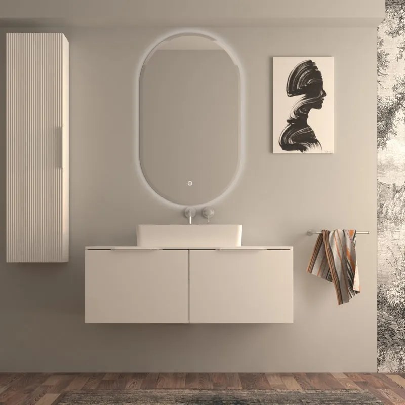 Mobile da bagno sotto lavabo BADEN HAUS Modula bianco laccato opaco L 120 x H 43 x P 44 cm 2 cassetti, lavabo non incluso