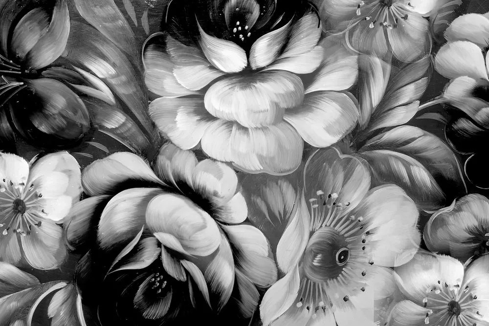 Stampa su tela – Mondo impressionista dei fiori in bianco e nero