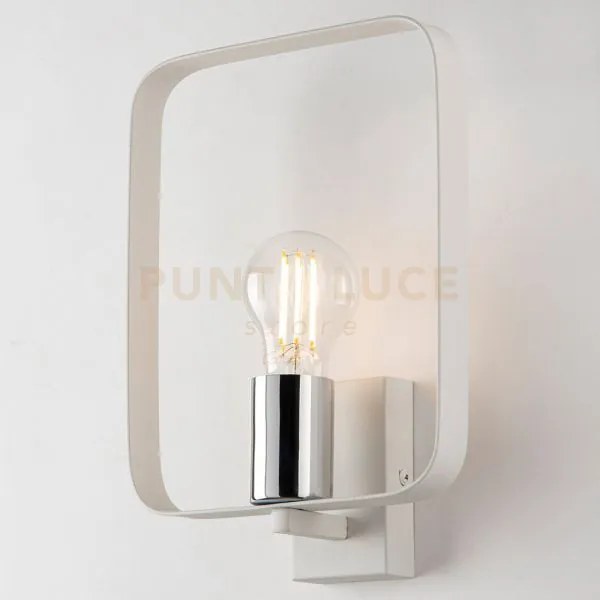 Applique a parete smith bianca e nickel 1 luce attacco e27 19,5x6x2...