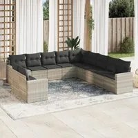 Set Divani da Giardino 11 pz con Cuscini in Polyrattan Grigio 3251529