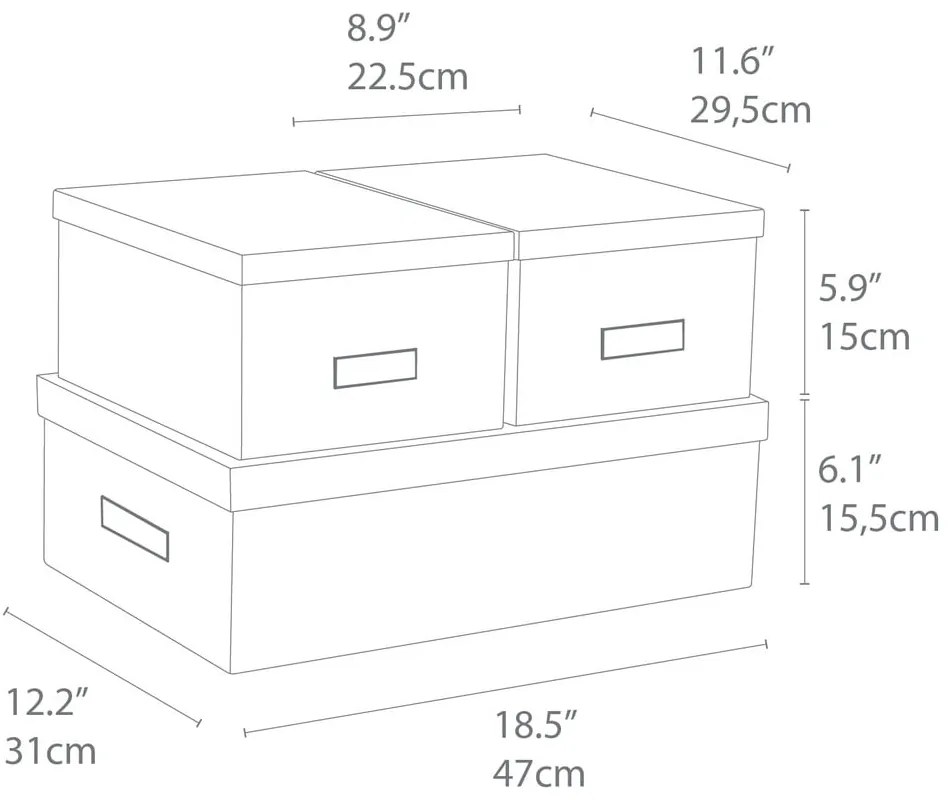 Set di 3 scatole portaoggetti bianche Inge - Bigso Box of Sweden