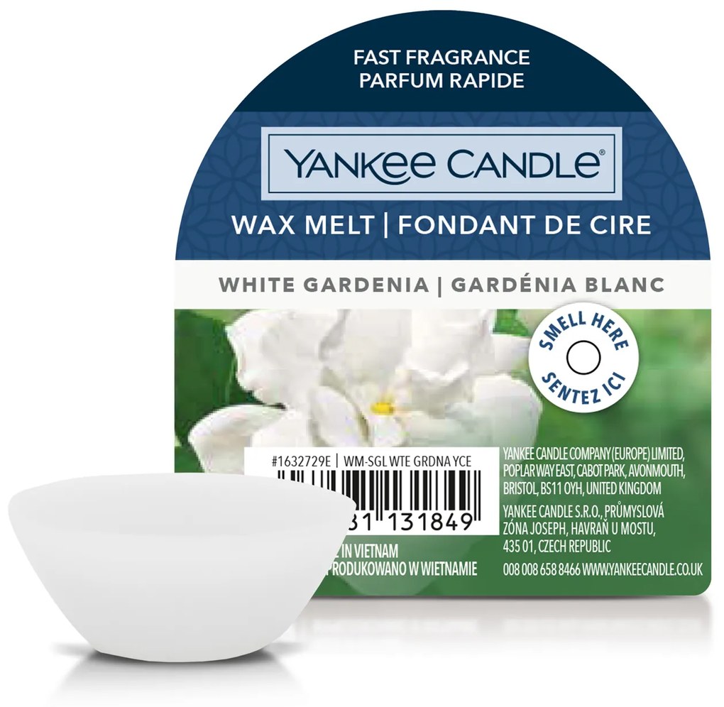 White Gardenia, cera da fondere Yankee Candle per bruciatore