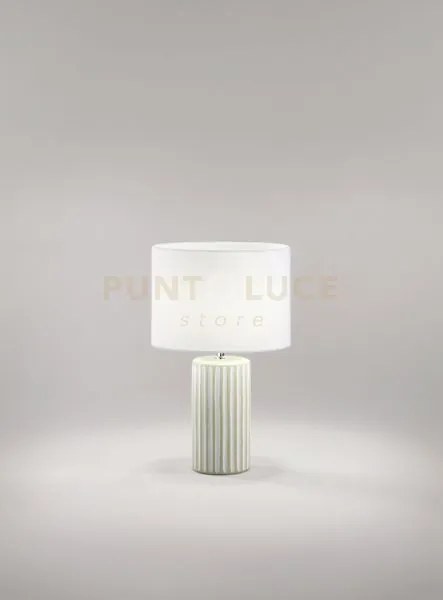 Lampada da tavolo  beige + bianco rigato paralume bianco tribale 1 ...