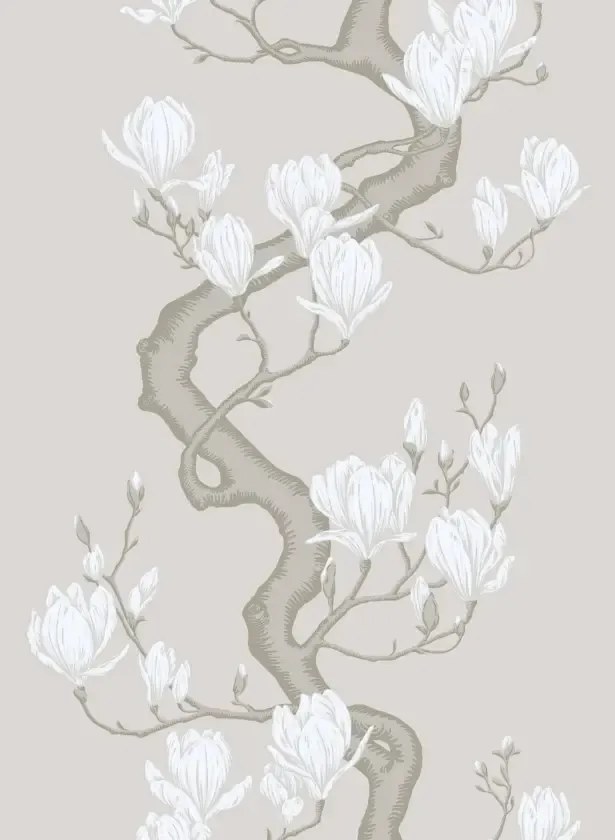 Cole & Son Carta da parati Magnolia Tree Silk - Non Slub Silk/ Soft Cream and Powder