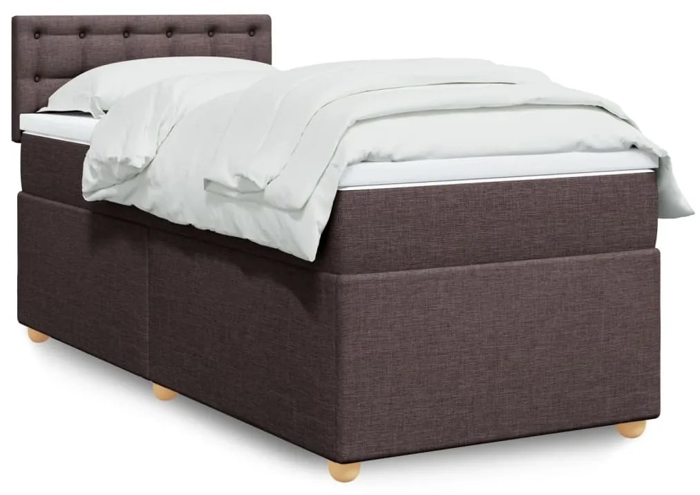 Giroletto A Molle Con Materasso Marrone Scuro 90x200 Cm Tessuto /