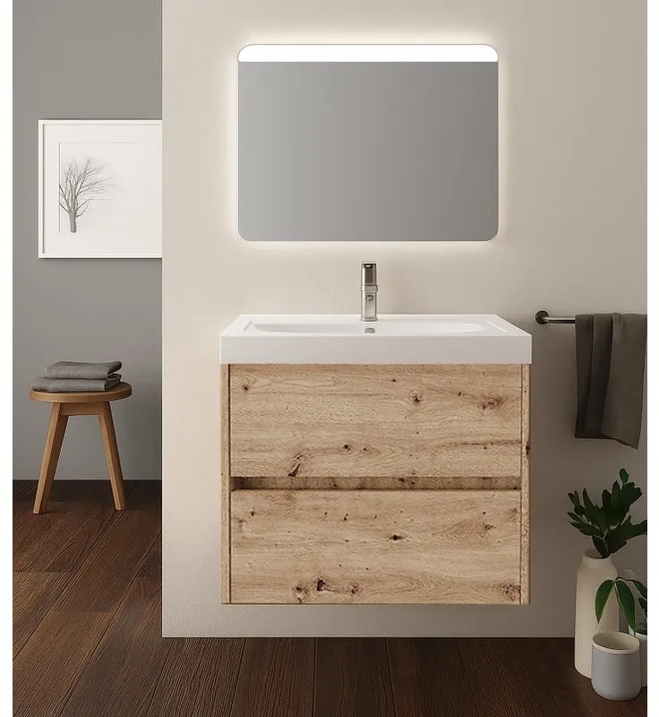 Mobile bagno con lavabo L 60 x H 50.5 x P 40 cm rovere oro in mdf 2 cassetti per vasca centrale Portofino