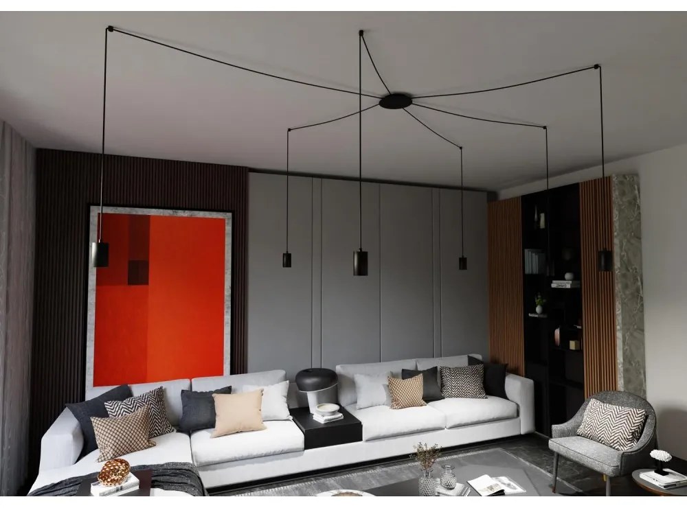 Lampadario a Sospensione in Acciaio TRAKER 6 BLACK e WHITE Colore del corpo Nero